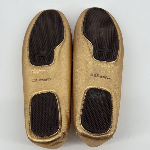 GH Bass & Co Womens PAMMY Metallic Gold Leather Slip On Loafer Size 9 - Picture 7 of 9